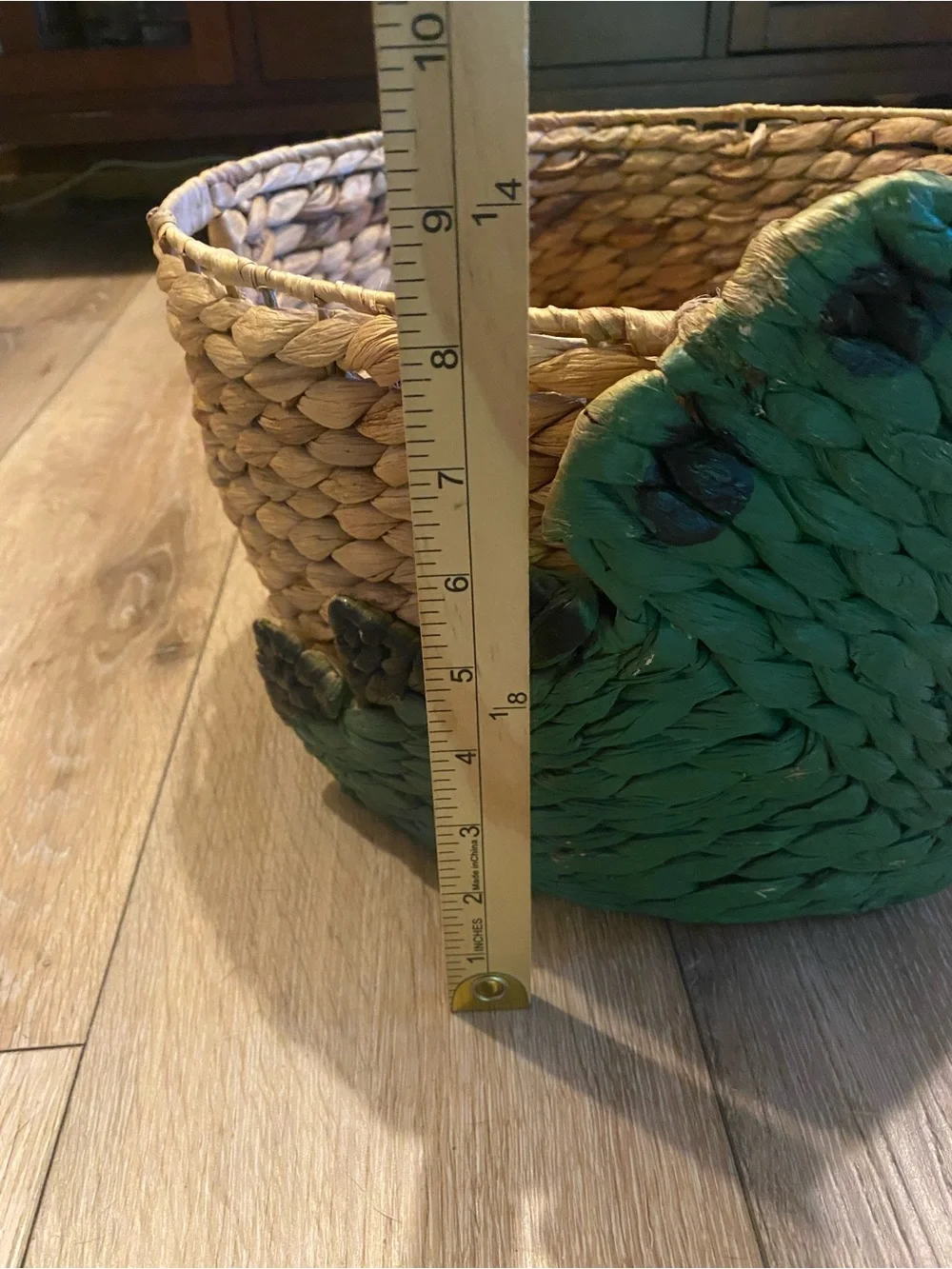 Whimsical Woven Water Hyacinth Alligator Storage Basket / Toy Bin